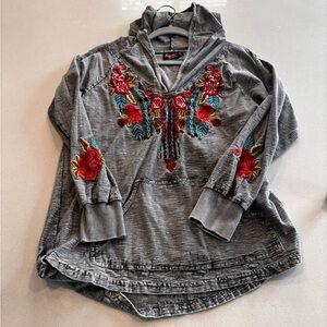 Avani Gray Embroidered Hoodie Sweatshirt